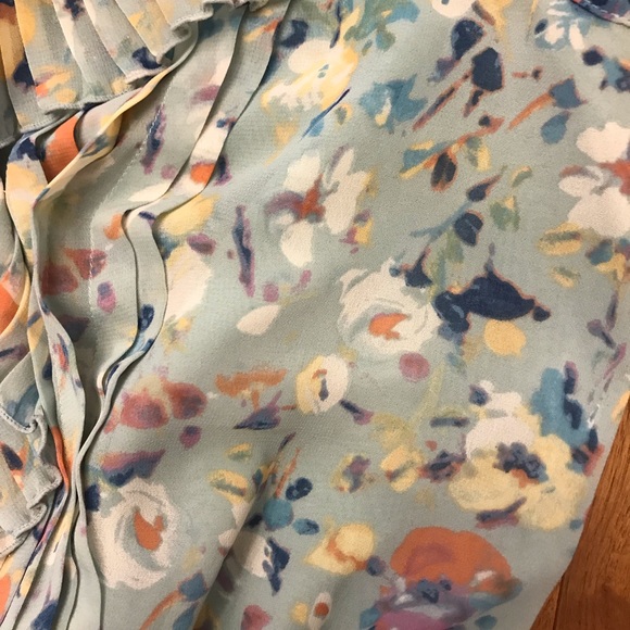 LC Lauren Conrad Watercolor Ruffle Top - Picture 3 of 5